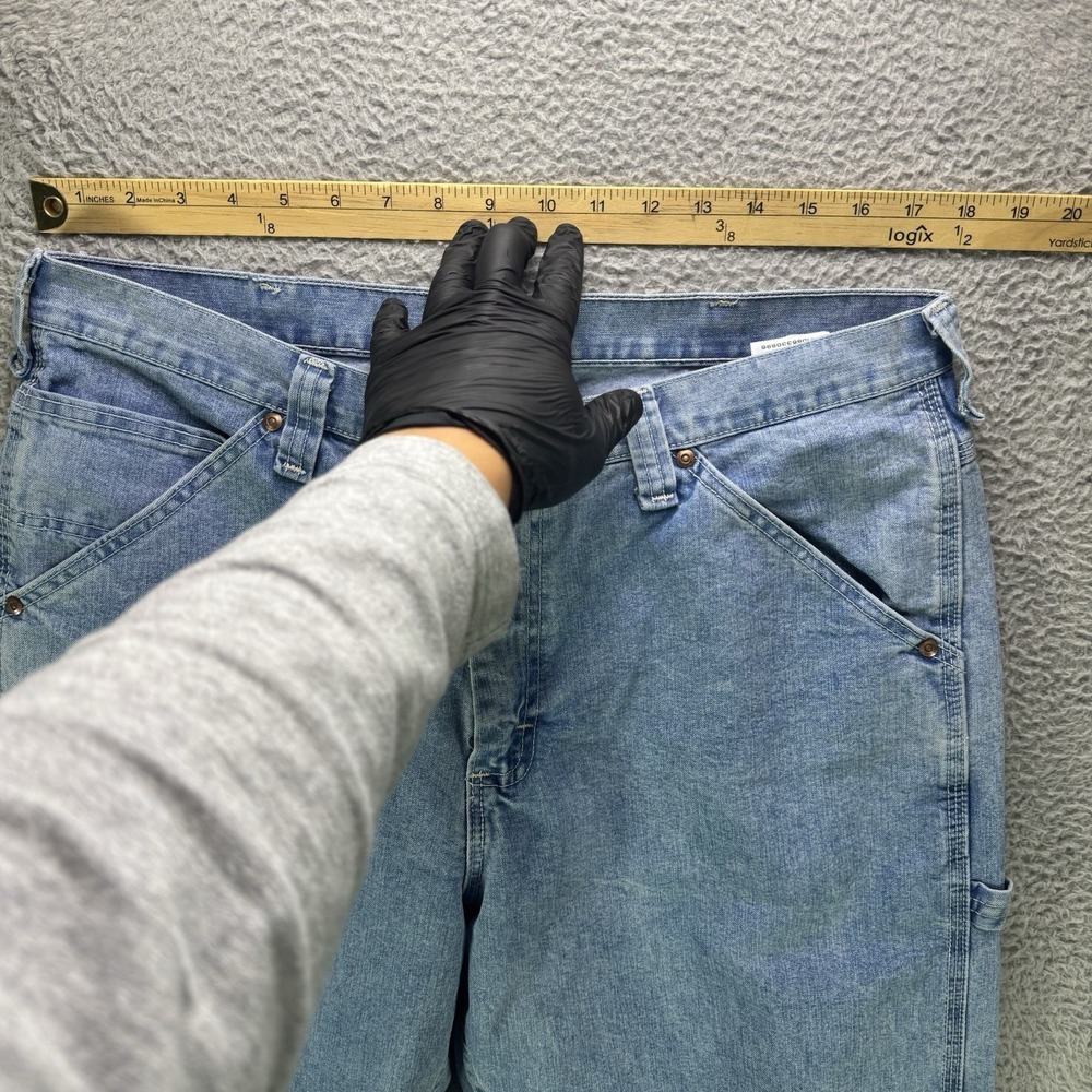 Vintage LEE Carpenter Jeans Mens 35x34 Blue Faded Y2K Baggy Straight Dungarees - Picture 8 of 13